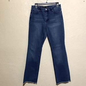 Tinsel Town Jeans 11 Jr. Blue Stretch Raw Hem Straight Cotton Rayon High Rise